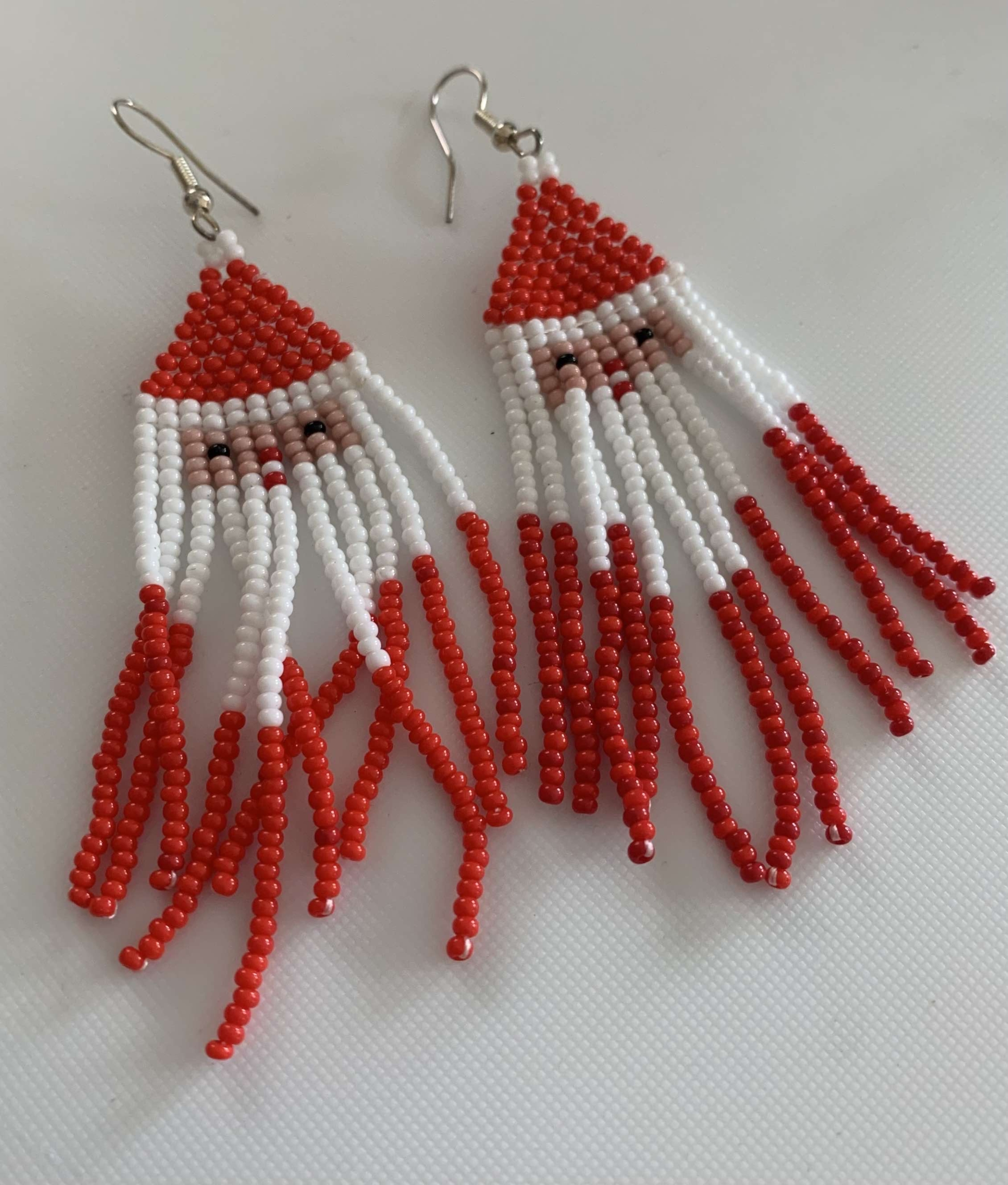 Beaded Father Christmas earrings