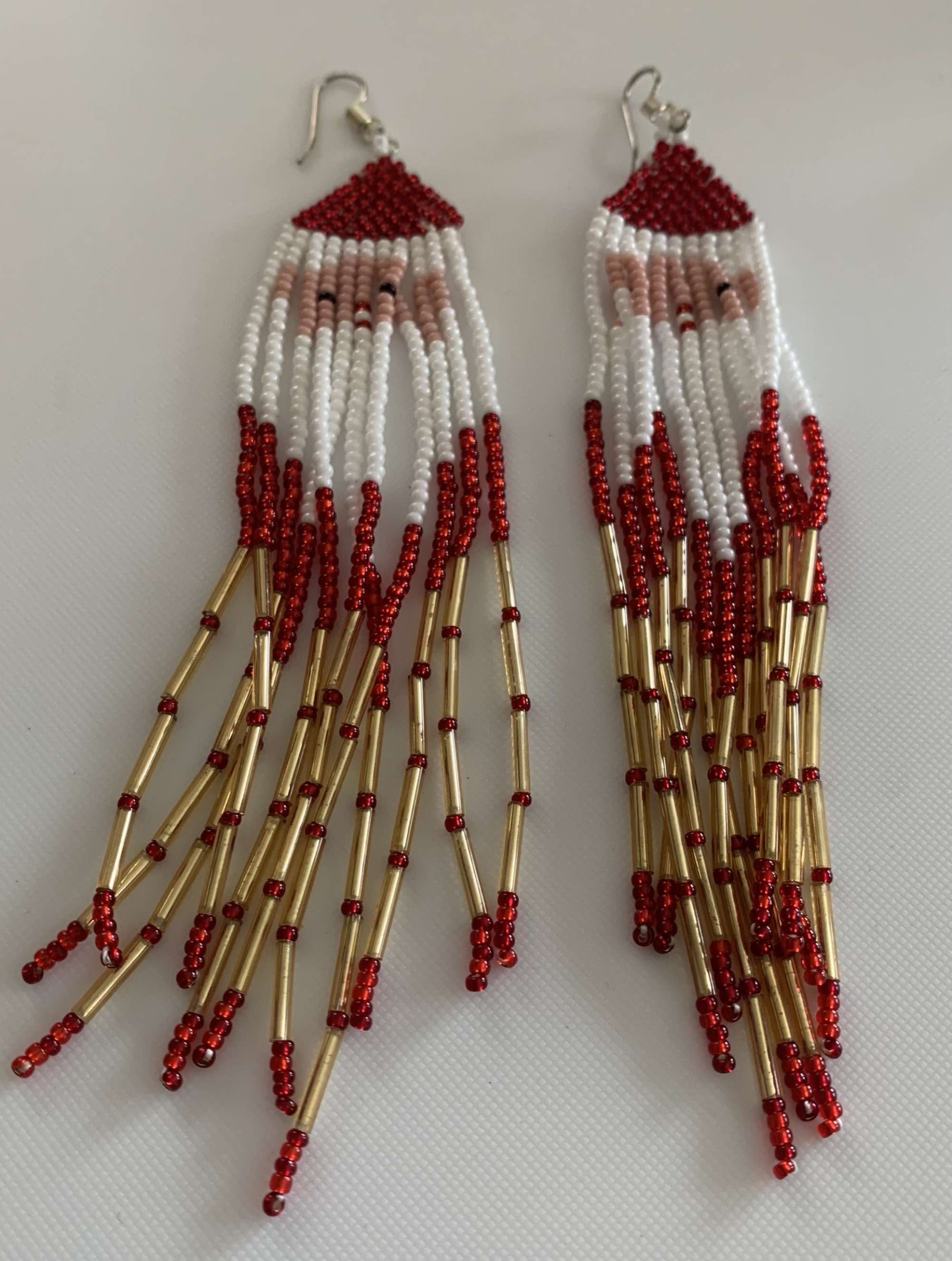 Beaded Father Christmas earrings