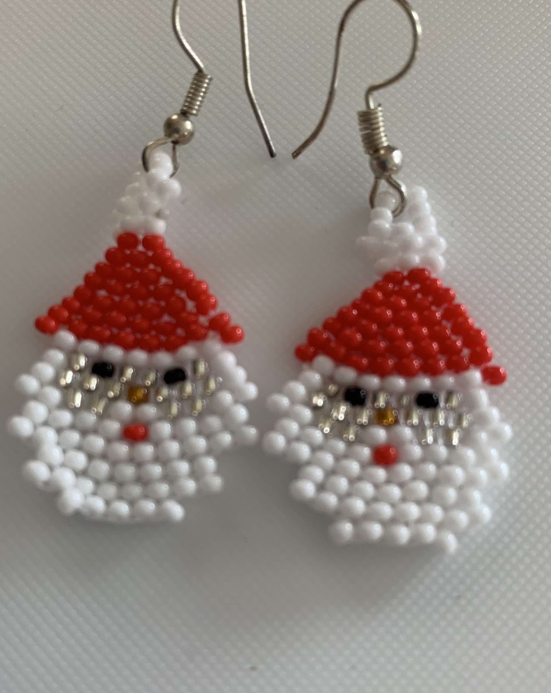 Beaded Father Christmas earrings