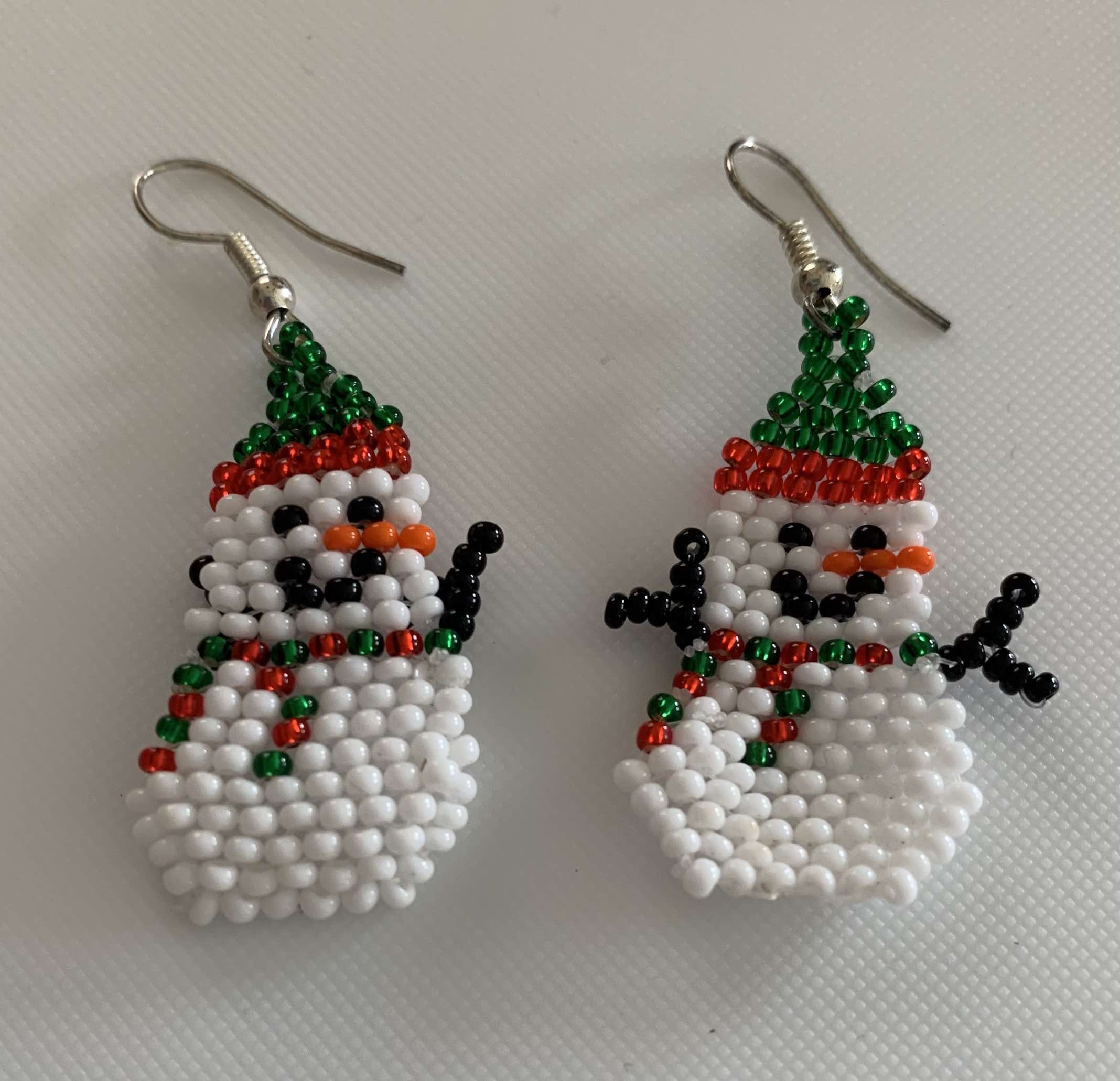 Beaded Snowman Christmas earrings