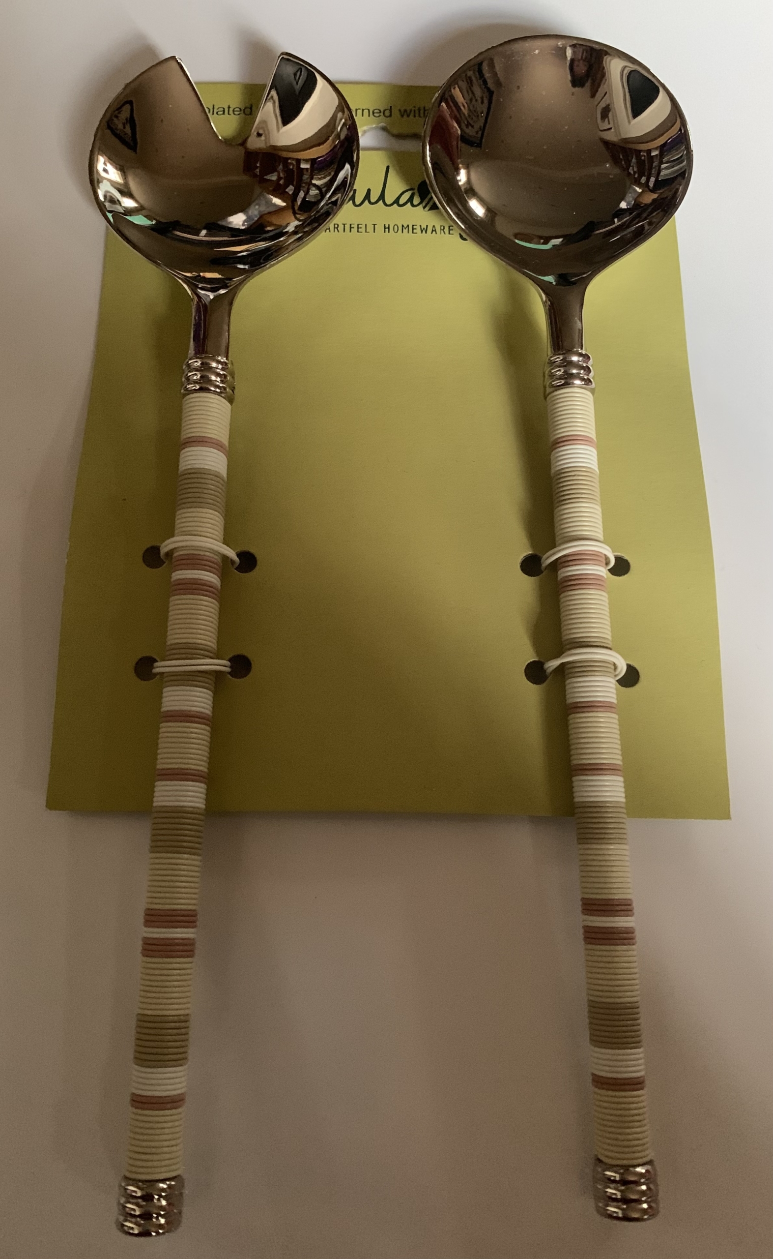 Telephone Wired Silver Plated Salad Servers - Paula G - heartfelt homeware