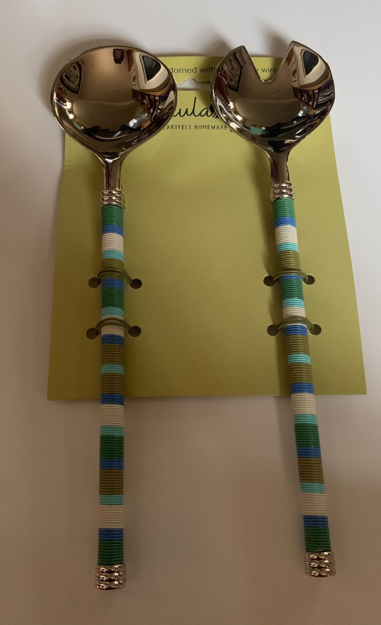 Telephone Wired Silver Plated Salad Servers - Paula G - heartfelt homeware